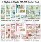40 Sheets Pre-Cut PET Washi Sticker Books for Scrapbooking, Garden and Country Road Theme Decorative Background Scrap Book Stickers for Journaling, Junk Journal Supplies, Collage
