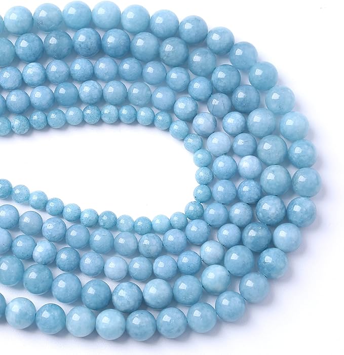6MM 60PCS Blue Aquamarine Jade Loose Beads for Jewelry Making DIY Bracelet
