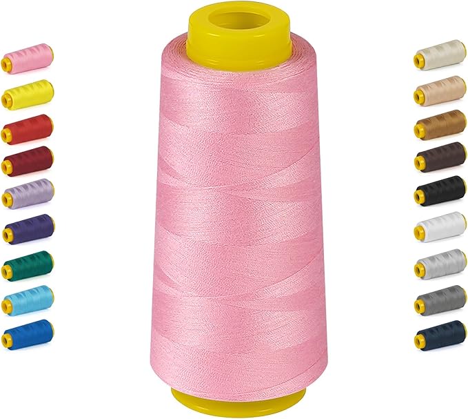 1800 Yards Hot Pink Thread, All Purpose Thread for Sewing, Serger Thread Cones, Polyester 40s/2 for Serger&Overlock, Quilting, Piecing, Sewing Machine