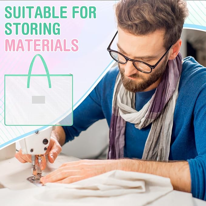 5 Pcs Pastel Art Portfolio Bags 19 x 25 Inch Transparent Artwork Storage Case with Handle and Zipper Mesh Folder Organizers for Bulletin Boards Paintings Scrapbooks Posters, 5 Colors