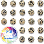 NCB 200pcs 6mm Loose Beads for Jewelry Making, Natural Semi Precious Beads Round Smooth Gemstones Spacer Beads Charms for Necklaces Bracelets (Dalmation Spot Jasper, 6mm 200Beads)