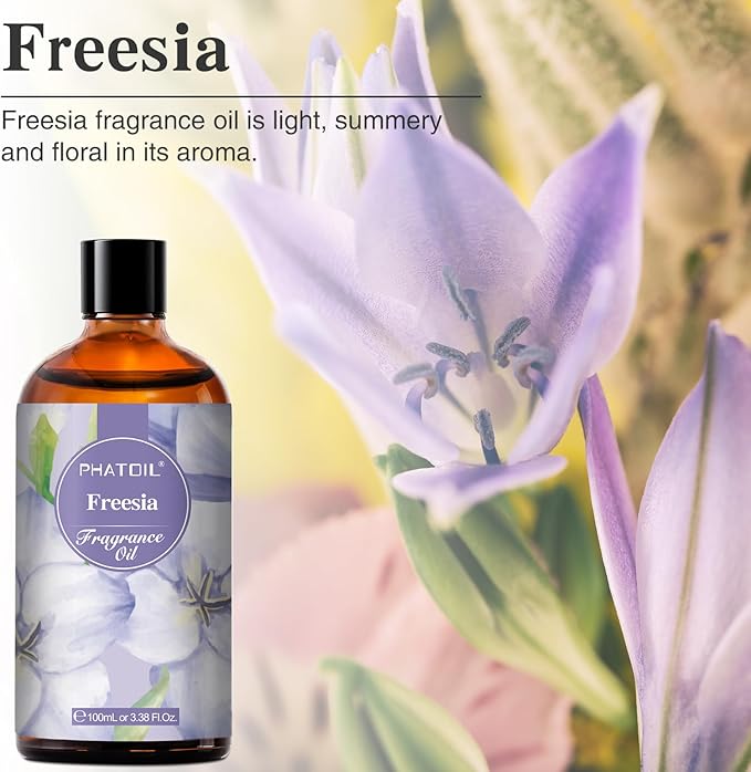 PHATOIL Freesia Fragrance Oils for Aromatherapy, 3.38FL.OZ Diffuser Oils for Home, Perfect for Aromatherapy, Humidifiers, Yoga, DIY Candle and Soap Making - 100ml