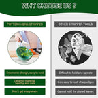 Pottery Herb Stripper Bowl – 4-Slot Herb Stripper with Multiple Hole Sizes, Ergonomic Design, Separating Leaves and Stems for Thyme, Basil, Rosemary, and More (White)