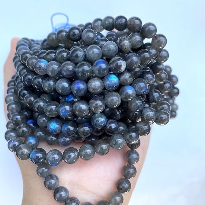 8MM 45PCS Natural Labradorite Gemstone Crystal Spacer Loose Beads for Jewelry Making DIY Bracelet 15 Inches 1 Strand A Grade