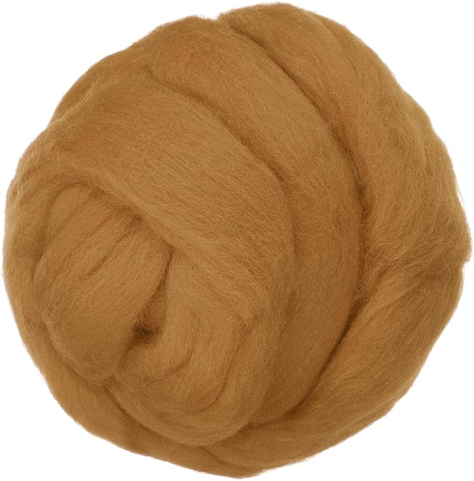 PATIKIL Wool Roving Yarn, 150G/5.3OZ Soft Felting Wool Pure Chunky Roving Yarn Bulk for Needle Felting Knitting Blanket Spinning Weaving DIY Craft, Khaki