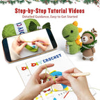 YOKISS 8Pcs Beginner Crochet Starter Kit, Creative Christmas Gifts & Birthday Gifts for Adults & Kids, Popular DIY Patterns, 40% Extra Yarn Crochet Animals Kits with Step-by-Step Video Tutorials