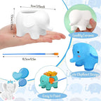 Pasimy 6 Set DIY Ceramic Succulent Planter Pots Paint Your Own Flower Pots Craft Kit Unpainted Bisque Paintable Flowerpot with Brush Palette Ready to Paint for Family Activity Gift(Elephant)