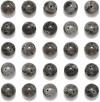 NCB 200pcs 6mm Black Larvikite Loose Beads for Jewelry Making, Natural Semi Precious Beads Round Smooth Gemstones Spacer Beads Charms for Necklaces Bracelets (Black Larvikite, 6mm 200Beads)