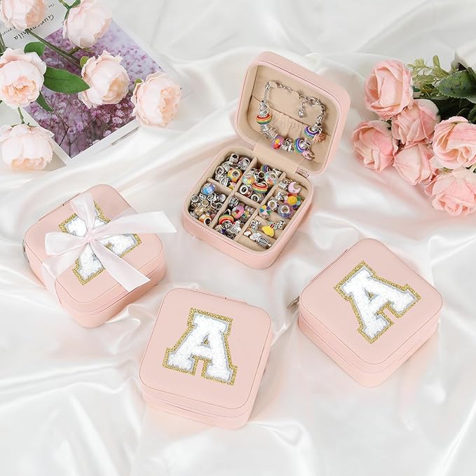 Charm Bracelet Making Kit for Girls 8-12, Kids Jewelry Making Kit 66Pcs Jewelry Kits for Girls Ages 5-7 Jewelry Maker Craft Necklace Birthday Christmas Gifts with Initial Jewelry Organizer Box - A