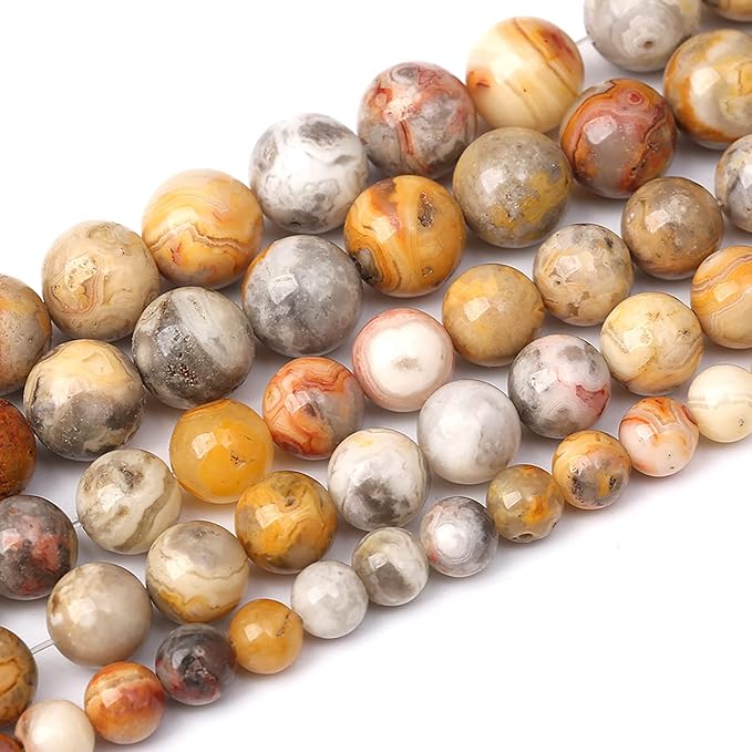 90pcs 4mm Natural Stone Beads Crazy Lace Agate Healing Energy Gemstone Round Loose Beads for Jewelry Making DIY Bracelet Necklace (Crazy Lace Agate, 4mm)