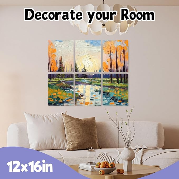 ESRICH Stretched Canvas for Painting 12x16 Inch, 16 Pack Blank Canvas -5/8 in Profile Primed Cotton White Canvases for Painting for Oil & Acrylic Paint