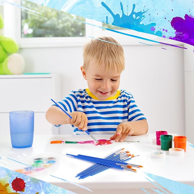 Paint Brushes Bulk, 50 Pcs Nylon Hair Paint Brushes for Acrylic Painting, Craft Paint Brushes Set for Kids Watercolor Face Canvas Detail Painting (Flat and Round)