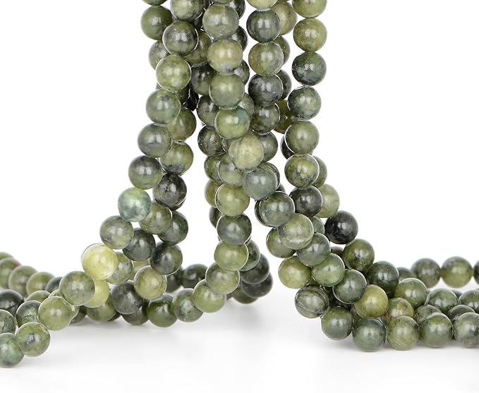 Natural Stone Genuine Stones DIY Canadian Jade Round Beads 8mm 100pcs Beading Loose Gemstone Hole Size 1mm Charm Smooth Beads for Bracelets Necklaces Earrings (Canadian Jade 8mm)