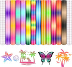 Tintnut Gradient Permanent Vinyl, Ombre Rainbow Pattern Adhesive Vinyl - 12 Sheets 12"x10", Sunset Permanent Adhesive Sheets for Cutting Machine,Home Decor Self Sticker