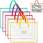 5 Pcs Colorful Art Portfolio Bags 19 x 25 Inch Transparent Artwork Storage Case with Handle and Zipper Mesh Folder Organizers for Bulletin Boards Paintings Scrapbooks Posters, 5 Colors