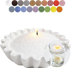 Aufien Candle Sand with Wicks, 21.4 Oz Pearled Candle, DIY Bead Powder Sand Wax Making kit Refillable Non Toxic for Handmade, Wedding and Halloween Christmas Decorations White Unscented