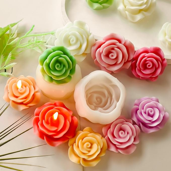 2 Pack Flower Soap & Candle Mold - Silicone 3D Molds for Flower, Peony & Home Decor - Resin Casting & Making Molds