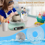 Hitish Mini Pottery Wheel, 4.7" Pottery Wheel for Kids Teens & Adults Beginners, Plug-in Motor, 1.32Lb Air Dry Clay, Crafts Kit for Home DIY, Ceramic Work & Art Creation, Clay Tools Included