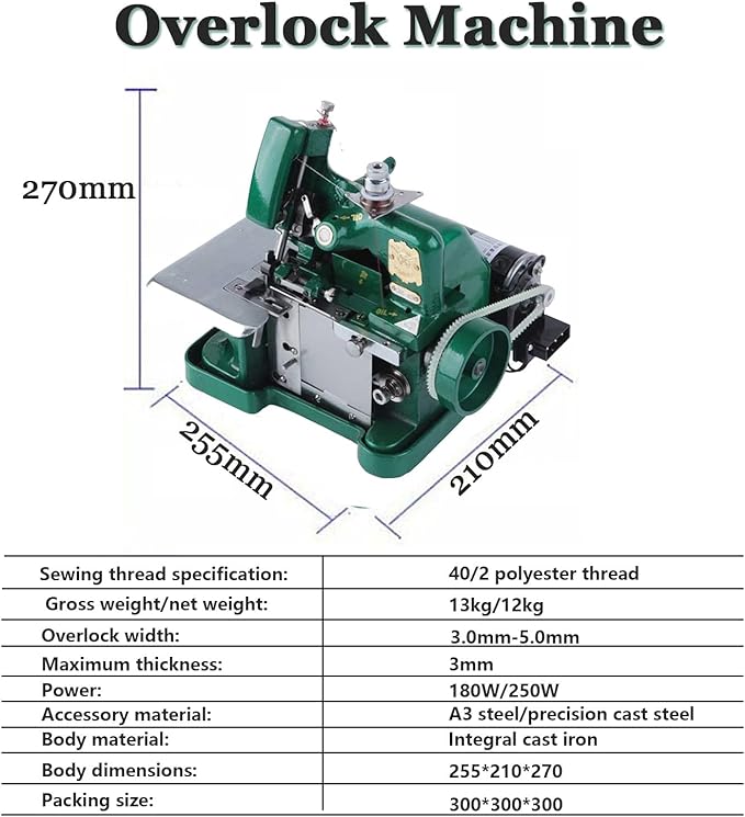 Serger Overlock Machine,High Speed Sewing Machine,Heavy-Duty Metal Frame Overlock Machine,Built-in Rolled Hem,Overlock Width 3.0-5.0mm,for Heavy Duty Fabric
