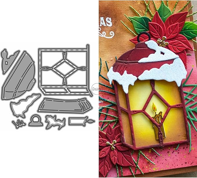 DzIxY Patchwork Christmas Lights Metal Cutting Dies for Card Making Kit Embossing Paper Die Cuts Set Scrapbook Stencils Supplies Machine Templates