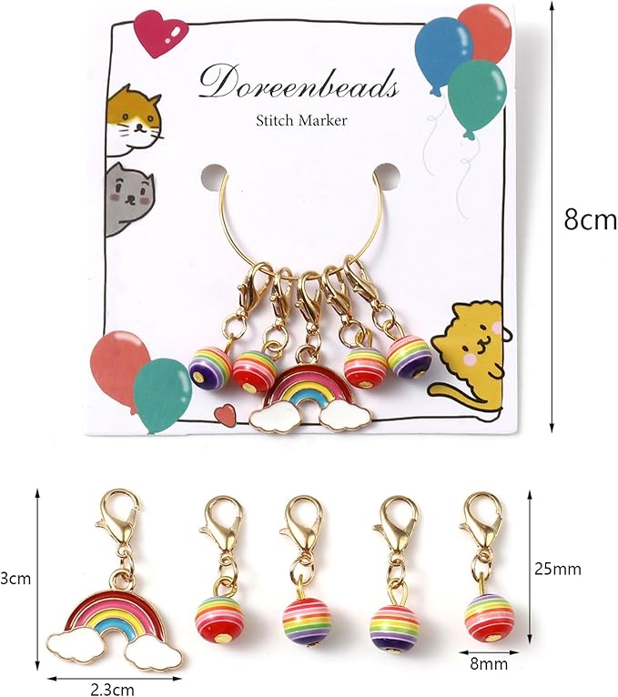 DoreenBeads Stitch Markers for Crocheting and Knitting, Alloy Enamel Crochet Marker Crochet Gifts for Knitting Weaving Sewing Accessories Quilting Jewelry Making
