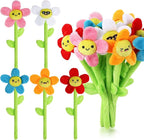 10 Pcs Plush Smile Flower Stuffed Bendable Stems Plush Bouquet Toy Soft Flower 12.6 Inch for Christmas 2025 Mother's Day Girl Girlfriend Wife(Cute Style)