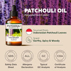 KUKKA Patchouli Essential Oils - 4 Fl Oz - for Hair, Skin, Diffuser, Aromatherapy & DIY Soap Making Scent