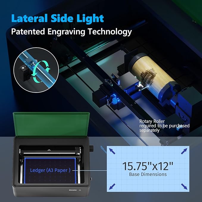Gluwphy Laser Engraver Machine 10000mW(10W) Enclosed Diode Laser Cutter for Beginner, Class 1 Safety Laser Engraving Machine for Wood, Metal, Acrylic, with Air Assist, Honeycomb, Air Filter, Black