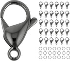 Mandala Crafts 12mm Gunmetal Stainless Steel Lobster Clasps for Jewelry Making - 50 PCs SS Lobster Claw Clasps with Jump Rings Jewelry Findings Kit for Necklaces Bracelets Charms Fasteners