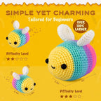 Crochetta Crochet Kit for Beginners, Beginner Crochet Starter Kit with Step-by-Step Video Tutorials, Beginner Crochet Kit for Adults, Knitting Kit for Beginners, 3 Bee Family(40%+ Yarn Content)