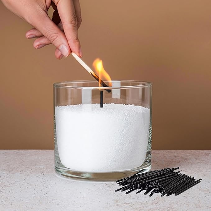 2" Black Cotton Candle Wicks 50 Pack – Metal-Free & Lead-Free for Pearled Candles Sand Wax Extra Refill, DIY Candle Making
