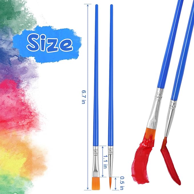 Paint Brushes Bulk, 50 Pcs Nylon Hair Paint Brushes for Acrylic Painting, Craft Paint Brushes Set for Kids Watercolor Face Canvas Detail Painting (Flat and Round)