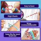 FANDAMEI 1mm Elastic String for Bracelets, Elastic Bracelets Beading Cord Stretchy Rainbow, Stretch Bead Cord for Jewelry Making, Sturdy Thread for Bracelet Necklace Crafts Christmas DIY Colorful