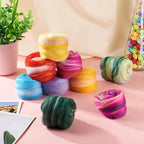 FASHEWELRY 1.5 OZ Wool Felting Set for DIY Craft, Nature Wool Roving Needle Felt Wool Roving for Needle Felting Hand Spinning DIY Craft Materials (9 Colors)