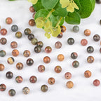 Natural Stone Genuine Stones DIY Picasso Round Beads 8mm 100pcs Beading Loose Gemstone Hole Size 1mm Charm Smooth Beads for Bracelets Necklaces Earrings (Picasso 8mm)