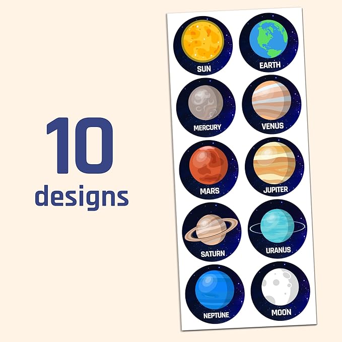 40 Sheets - Space Planet Stickers for Kids - 400 Stickers, 1.5"
