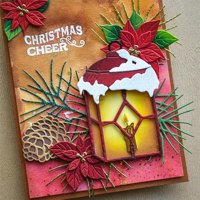 DzIxY Patchwork Christmas Lights Metal Cutting Dies for Card Making Kit Embossing Paper Die Cuts Set Scrapbook Stencils Supplies Machine Templates
