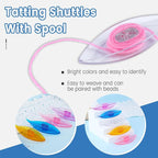 BUTUZE Tatting Shuttle Kit, 5 PCS Plastic Tatting Shuttle with Beading Needles Crochet Hooks Knitting Needles Big Eye Needles Tatting Needles for DIY Hand Lacemaking Craft Tool Weave Yarn Set