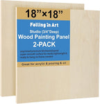 Falling in Art Unfinished Birch Wood Panels Kit for Painting, Wooden Canvas 2 Pack of 18 x18 Studio 3/4" Deep, Cradle Boards for Pouring, Art, Crafts, Burning and More