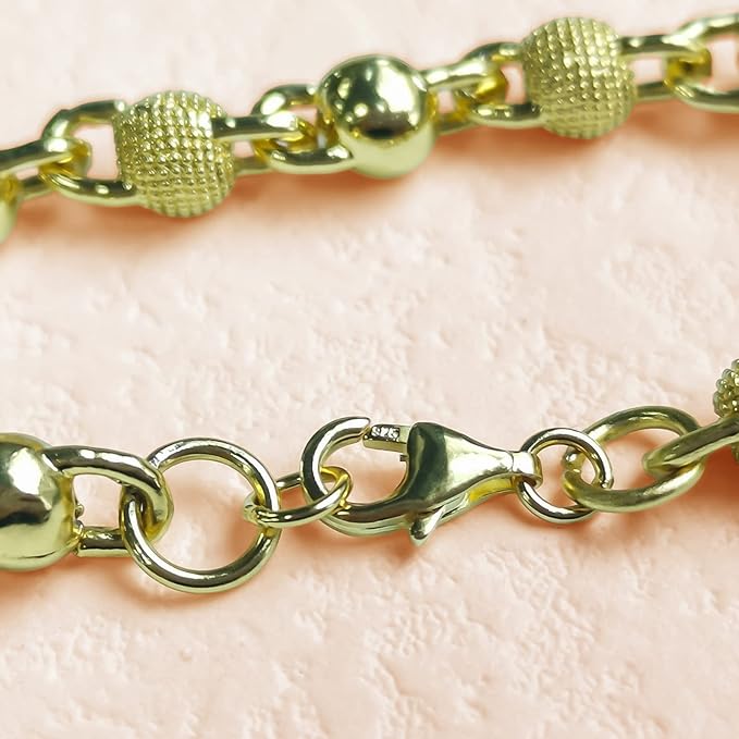 14K Gold Plated 925 Sterling Silver Lobster Claw Clasp with Closed Jump Rings,Necklace Clasps and Closures Suitable for Jewelry Making Necklaces Bracelet Made in Italy