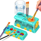 Paint Brush Cleaner with Paint Tray, Water Circulation Brush Rinser with Brush Holder, Watercolor/Oil and Water-Based Paint Brush Cleaner Tool, 400ml Capacity, Train Design, Gift for Artist Beginners