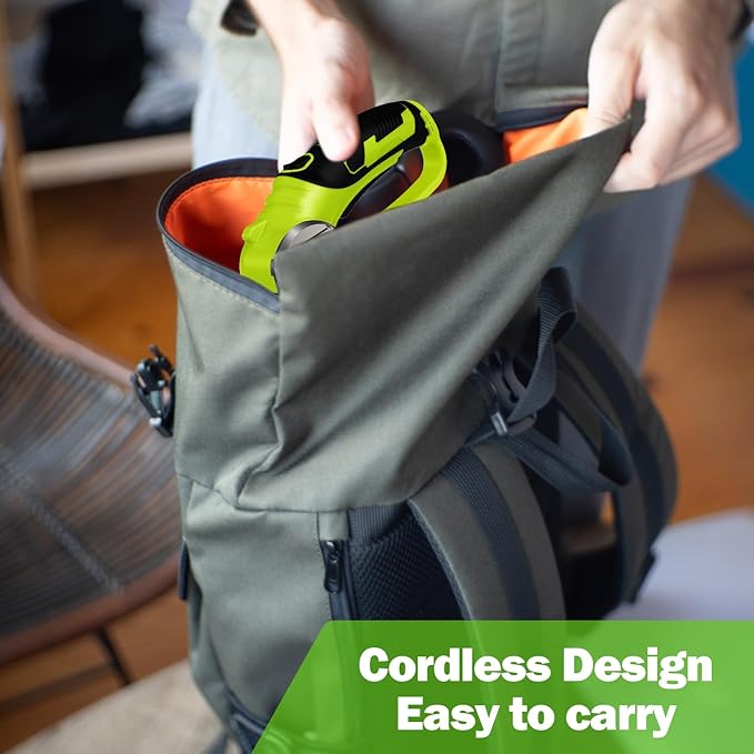 Cordless Electric Scissors, 4V Box Cutter & Cardboard Cutter with 2 Titanium Blades - Rotary Cutter with LED Light for Fabric, Leather, Carpet, Plastic, Crafting + Storage Case (Green)