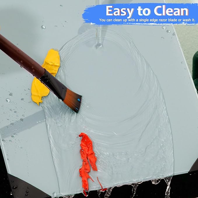 Glass Palette for Oil Painting 12 x 9 Inches, Grey Paint Mixing Palette for Acrylic Painting, Painting Supplies for Use with All Art Media, Artists, Adults