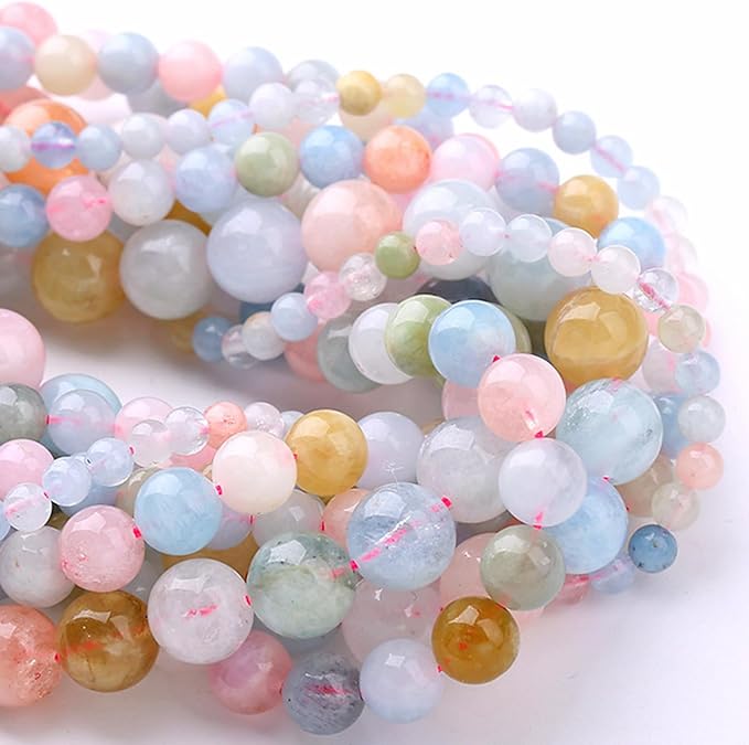 6MM 60PCS Natural Stone Morganite AAA Grade Quartz Beads for Jewelry Making DIY Bracelet