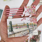 40 Sheets Pre-Cut PET Washi Sticker Books for Scrapbooking, Garden and Country Road Theme Decorative Background Scrap Book Stickers for Journaling, Junk Journal Supplies, Collage