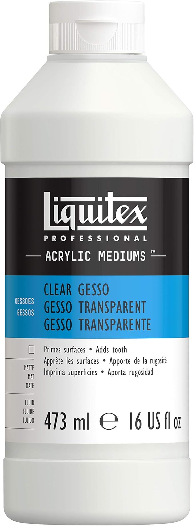 Liquitex Professional Gesso Surface Prep Medium, 473ml (16-oz), Clear