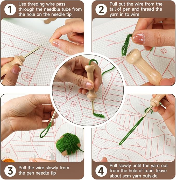 clberni Punch Needle Kit, Punch Needle Embroidery kit, Needlepoint Kits for Adults, Matching 12x16 inches Photo Frame Hanging on Wall as Home Decor