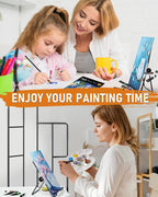 Nicpro 68PCS Acrylic Paint Canvas Set for Adults, Art Painting Supplies Kit with 24 Acrylic Paints,Table Easel,8 Canvas Panels,12 Brushes,Paper Pad,Cleaning Cup, Sponge, Palette for Beginner Artist