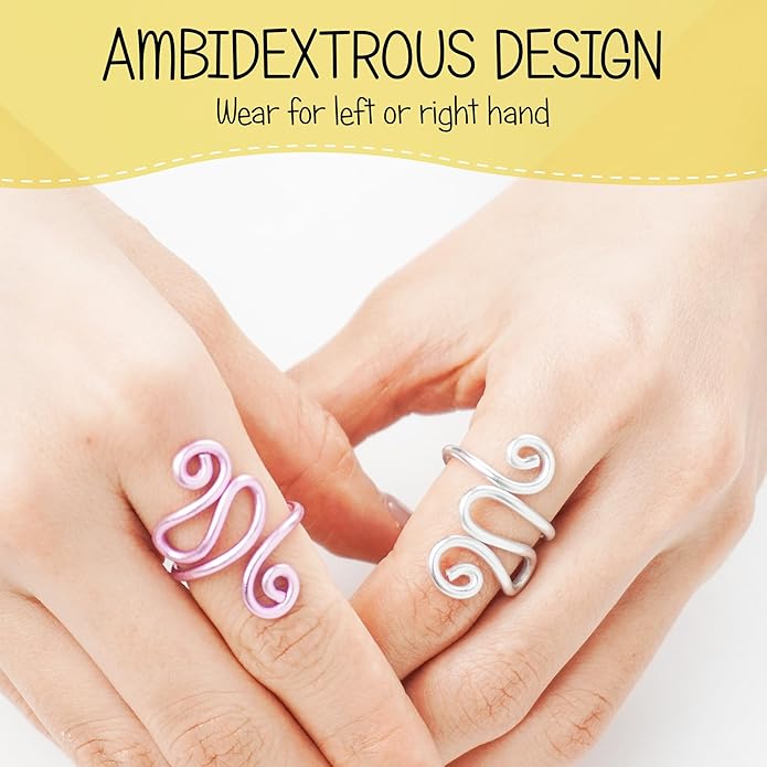 Crochet Tension Ring, Lefties & Righties Yarn Tension Control, Adjustable Companion Ring, Birthday Gifts For Friend, Sister, Mom, Aunt, Grandma, Knitters (Size 7-10, Pink)