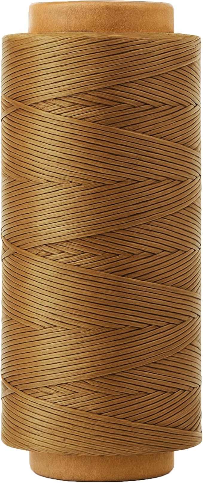 Mandala Crafts Tan Flat Waxed Thread for Leather Sewing - 197 Yds 210D 1mm Polyester Leather Thread String Waxed Cord for Leatherwork, Beading, Bookbinding, Hand Stitching
